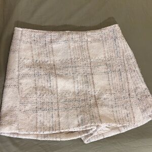 Altar'd State Cream and Gray Mini Skirt